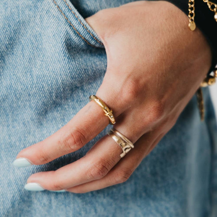CZ Studded Ring - waterproof