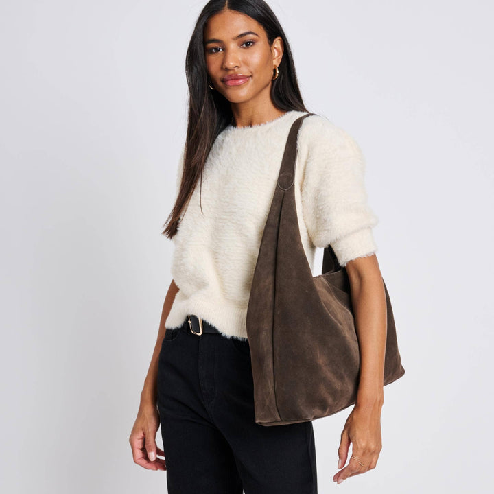 Amber Suede Leather Hobo