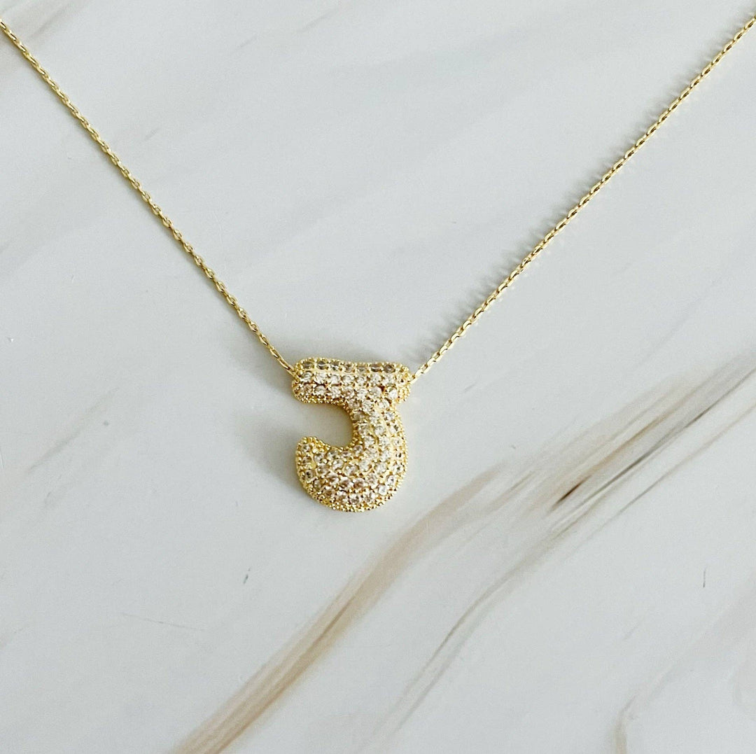 Pave Bubble Initial Necklace