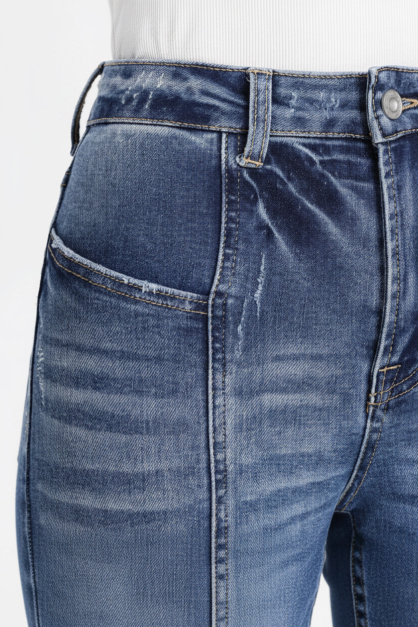 Sculpted Seam Wide Leg Jeans