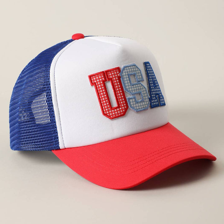 USA Gingham Patch Trucker Hat