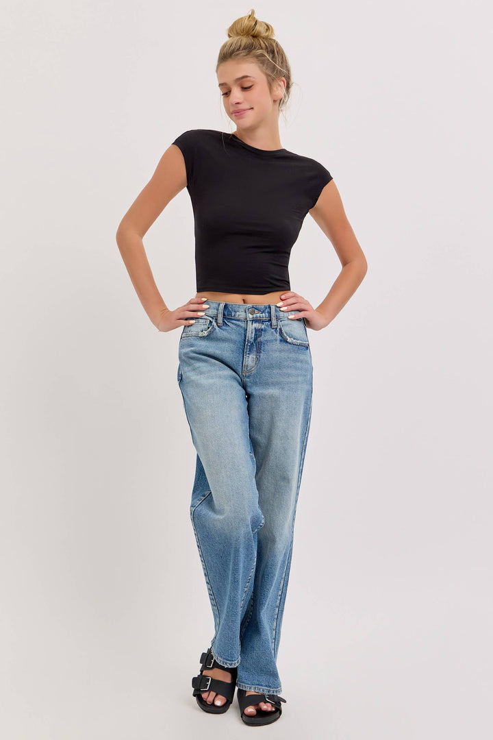 Easy Street Mid Rise Baggy Jeans