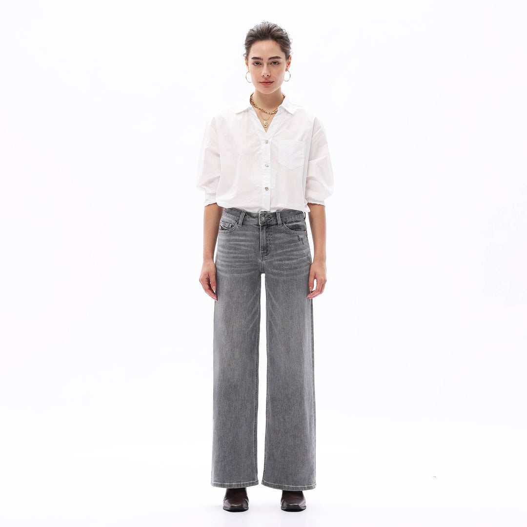 Rowanne Mid-Rise Wide Leg Jeans