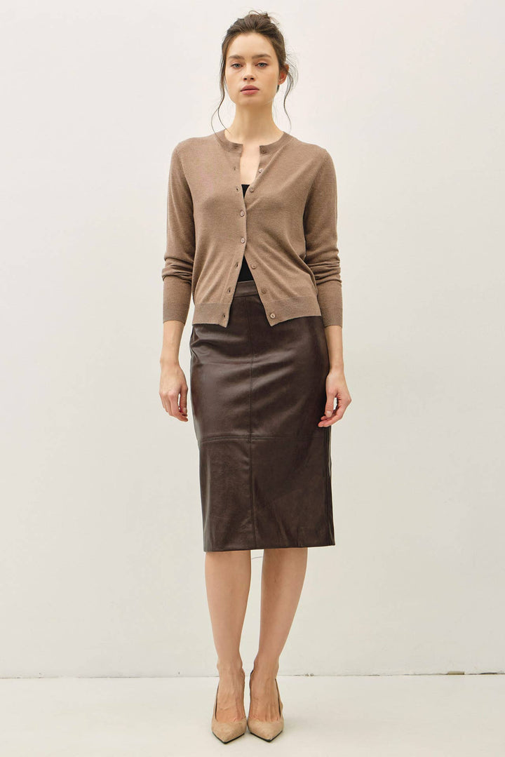 Classic Cashmere Blend Cardigan - Mocha