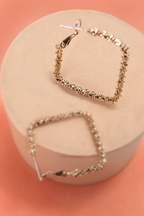 Diamond Cut Square Hoop Earrings