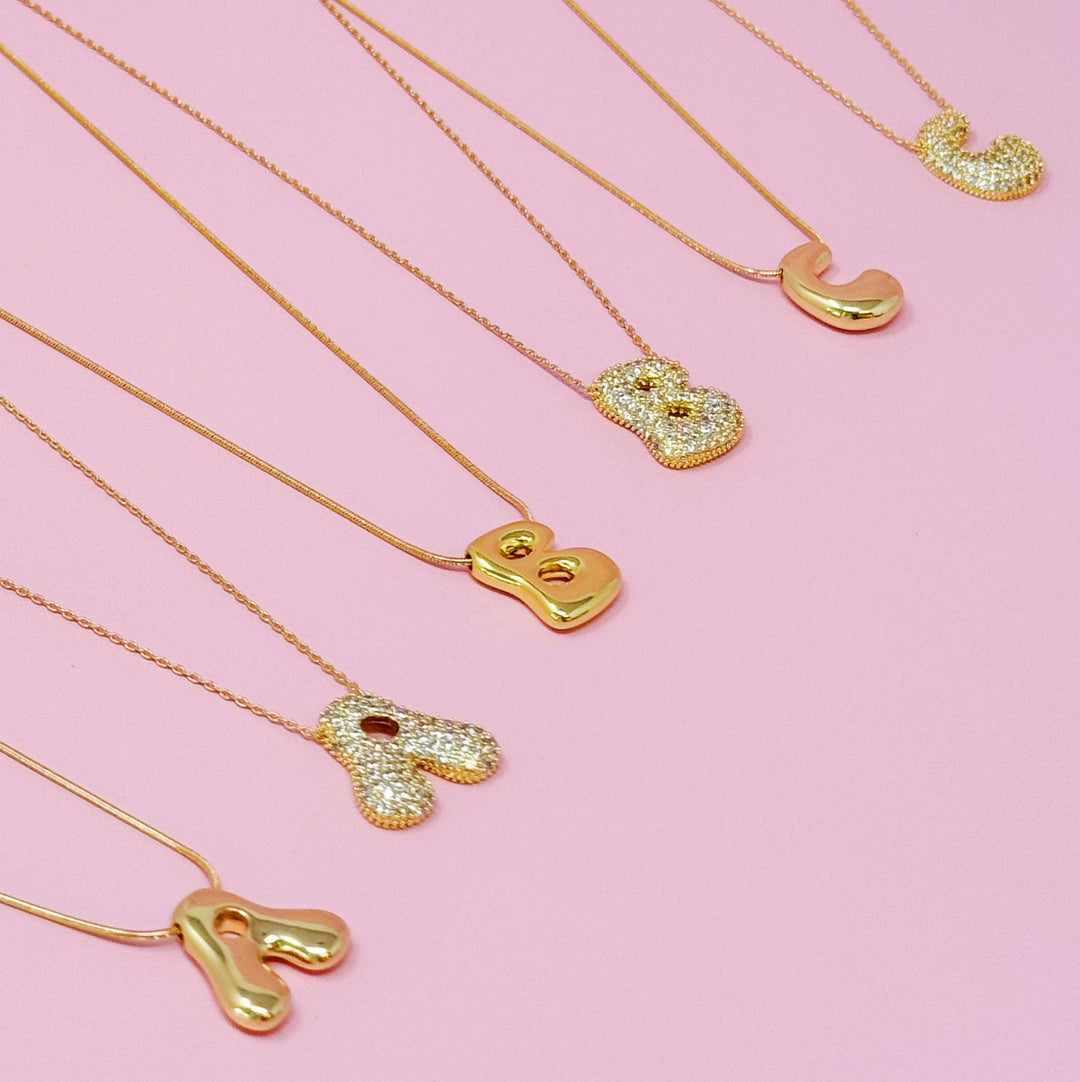 Pave Bubble Initial Necklace