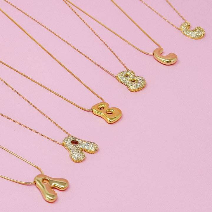 Pave Bubble Initial Necklace