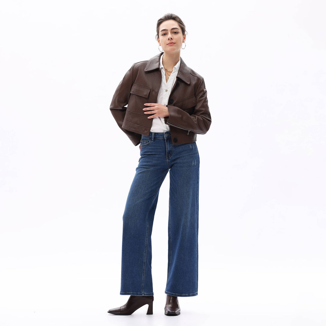Rowanne Mid-Rise Wide Leg Jeans