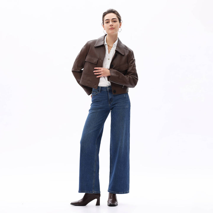 Rowanne Mid-Rise Wide Leg Jeans