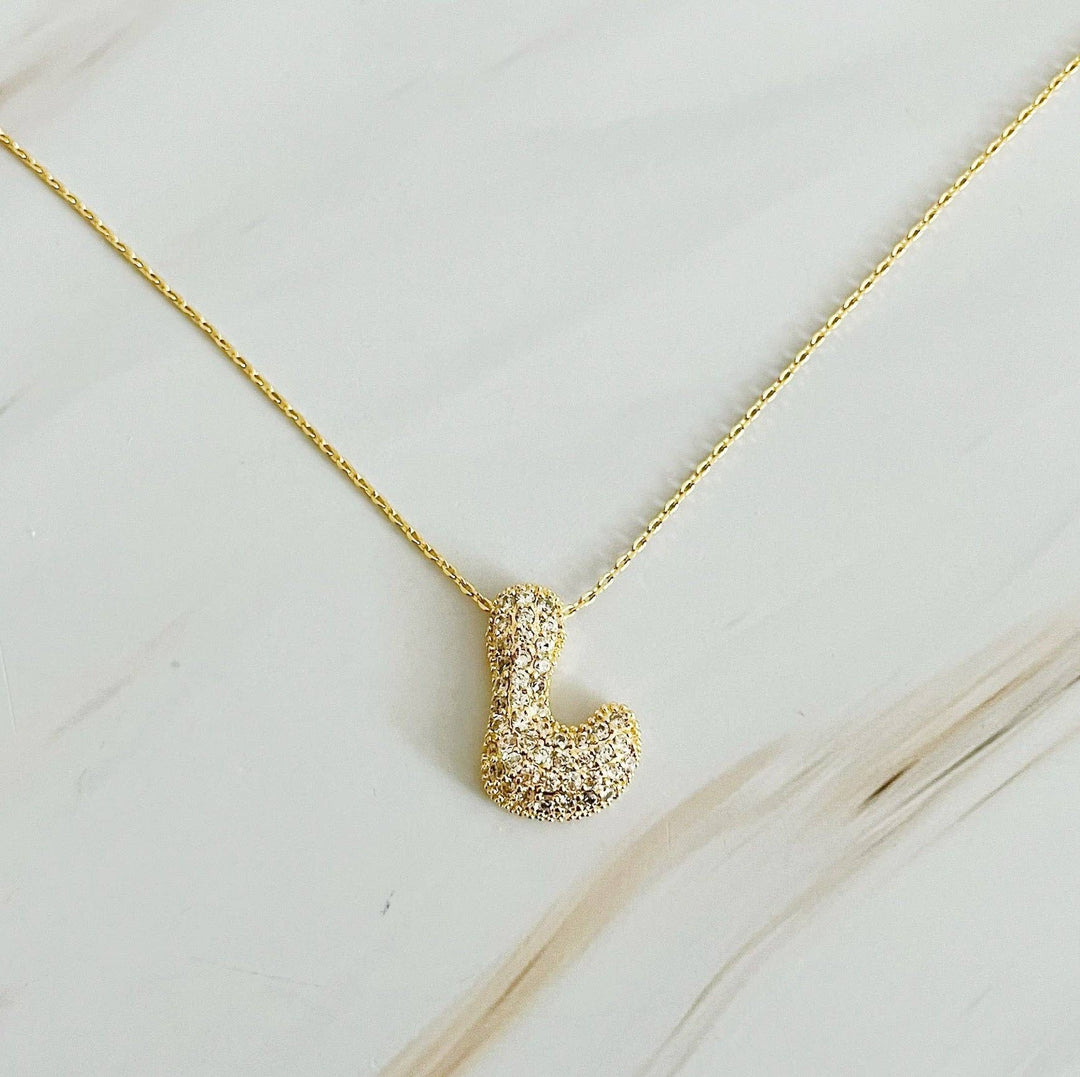 Pave Bubble Initial Necklace