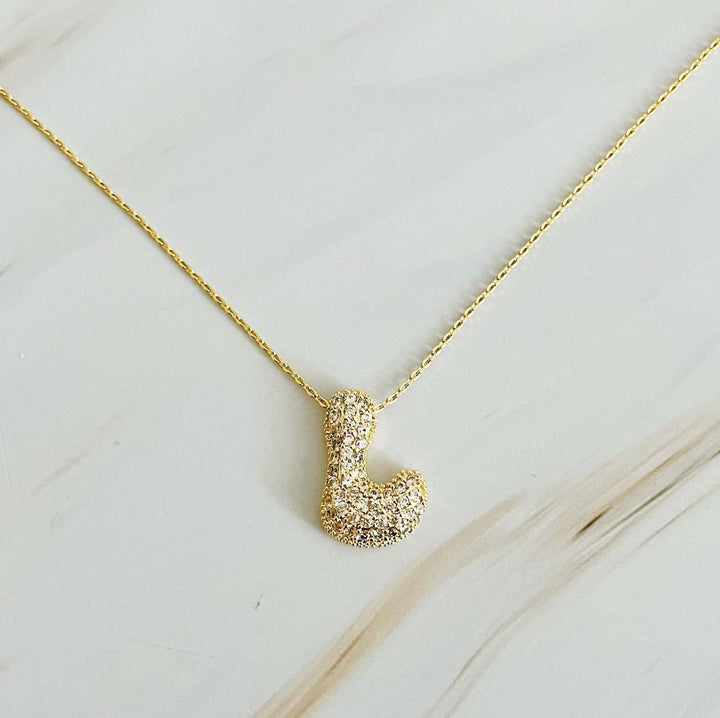 Pave Bubble Initial Necklace