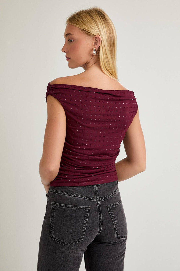 Elara Sparkle Off-The-Shoulder Top
