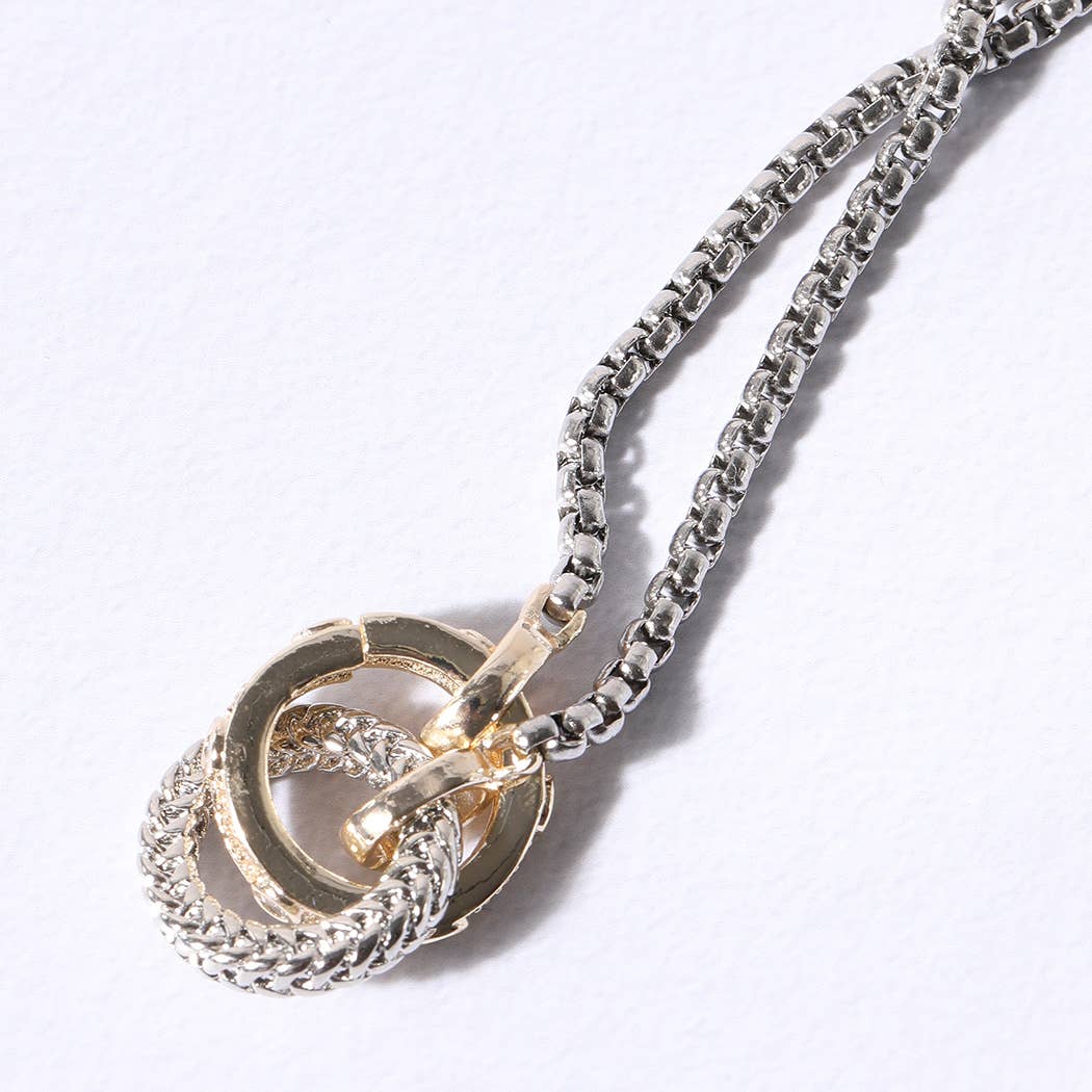 Two Tone Linked Circle Necklace
