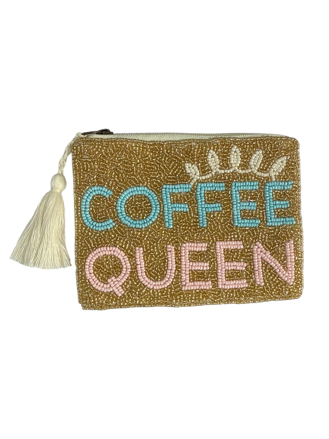 Coffee Queen Beaded Coin Purse