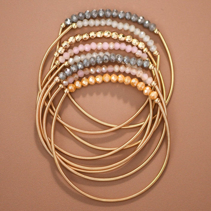 Beaded Stretch Bracelet Set - neutral