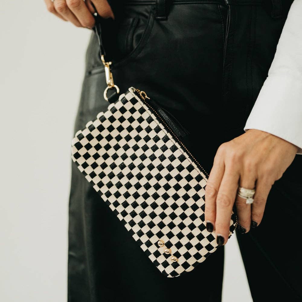 On The Go Checkered Wallet Wristlet