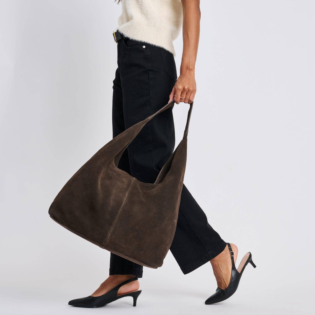 Amber Suede Leather Hobo