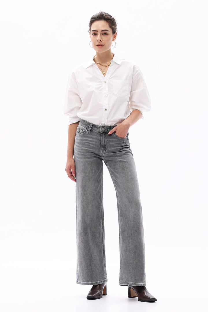 Rowanne Mid-Rise Wide Leg Jeans