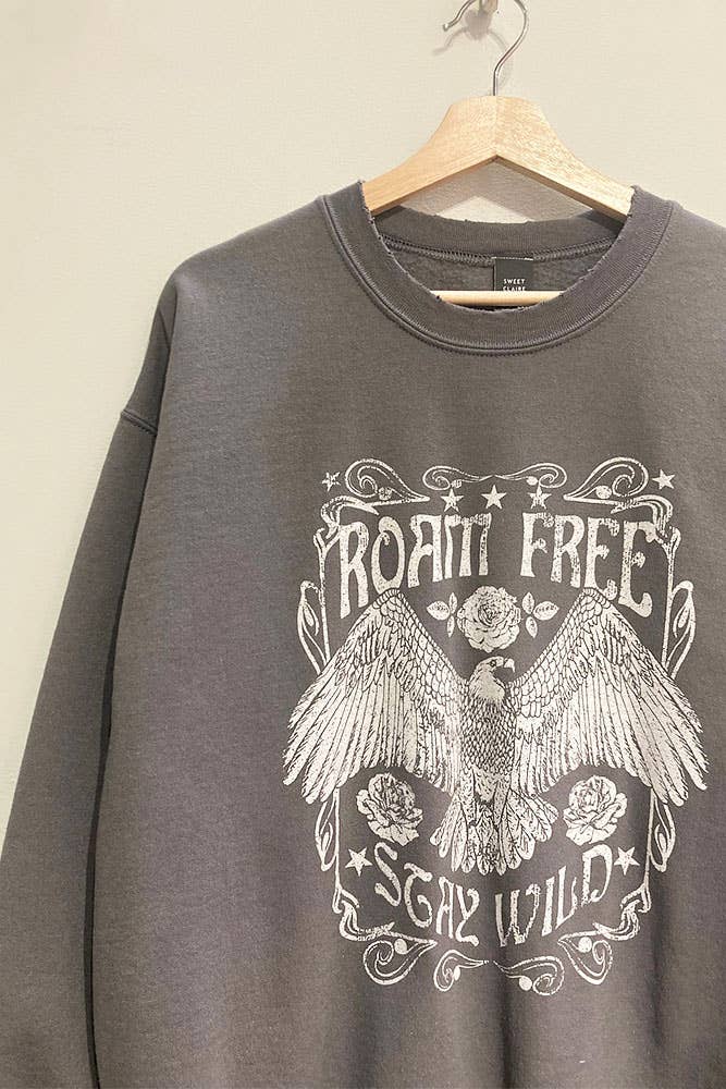 Roam Free Distressed Graphic Sweatshirt