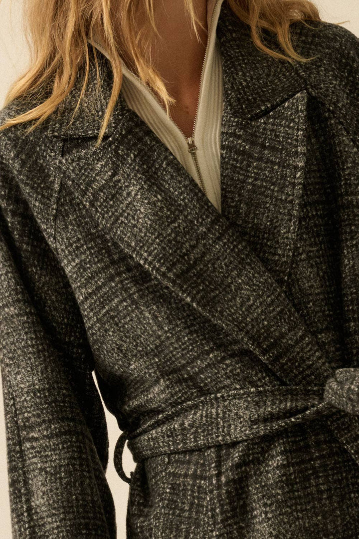 Refined Plaid Belted Coat