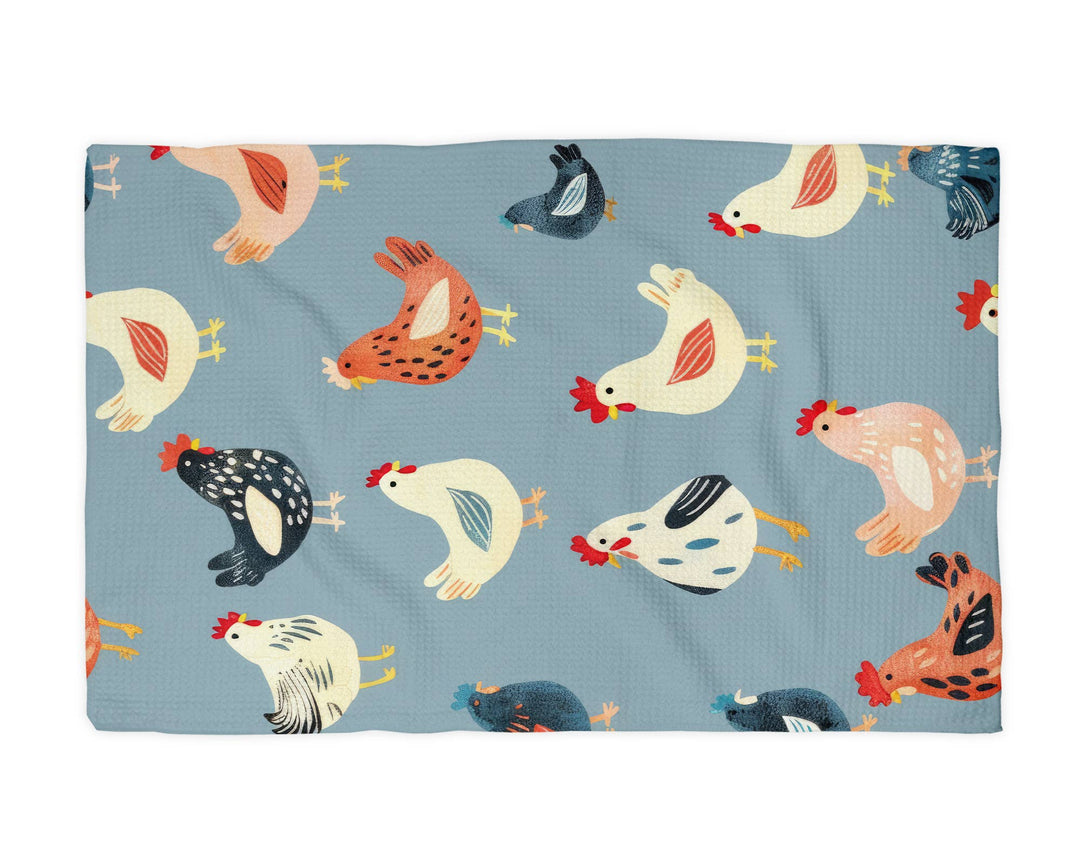 Chicken Farmhouse Kitchen Towel - blue