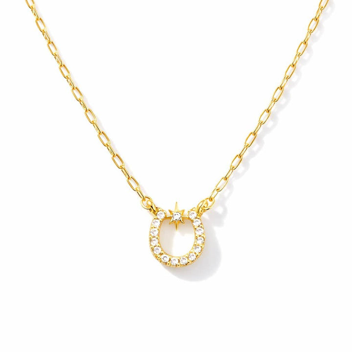 Zircon Lucky Horseshoe Necklace - Gold Filled