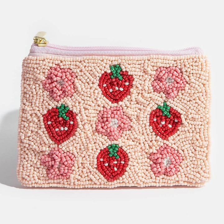 Strawberry Summer Beaded Coin Purse