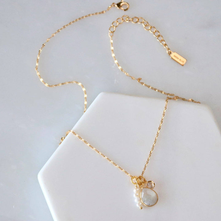 Moonstone Charm Toggle Necklace