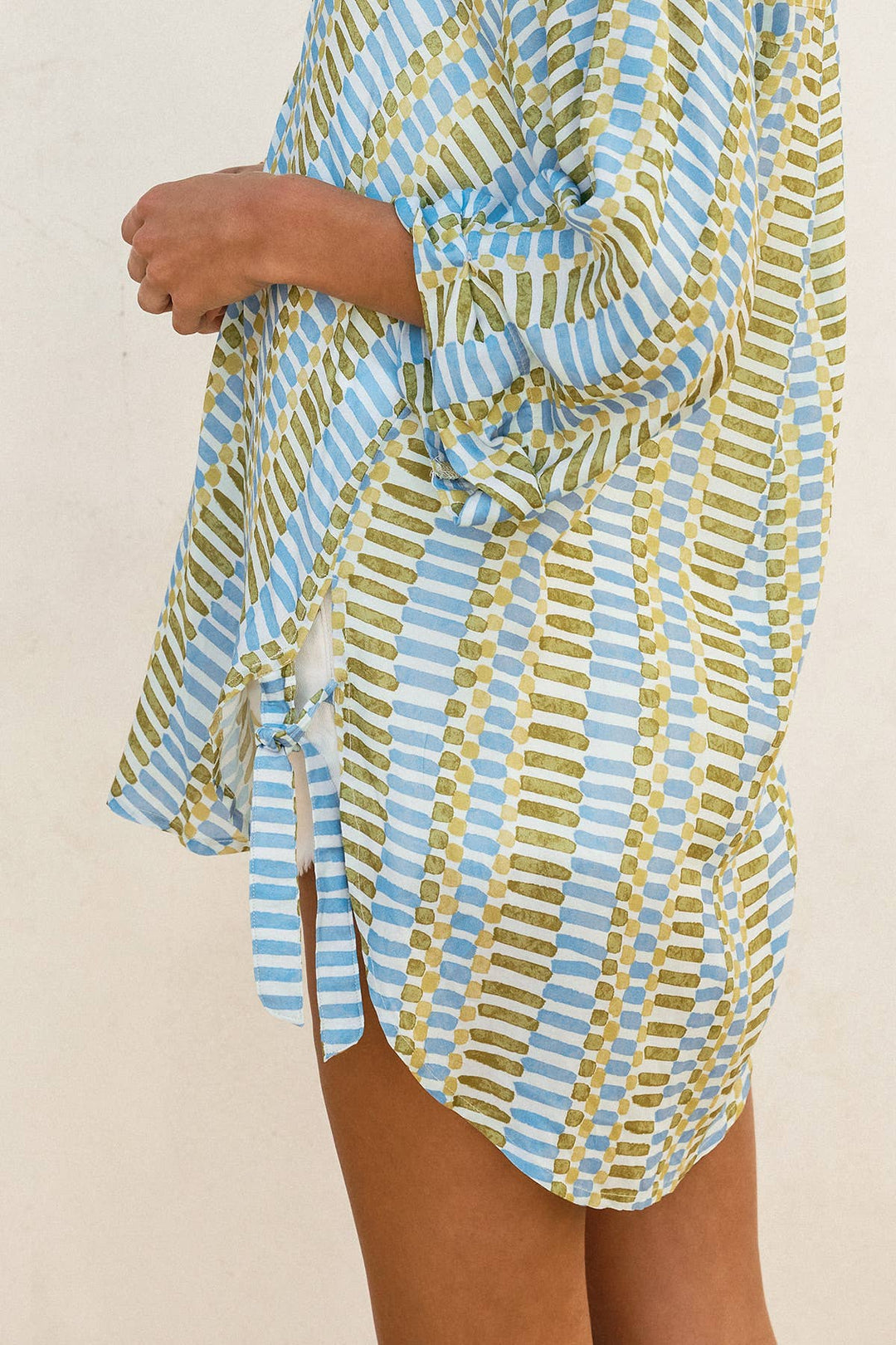 Tropical Breeze Tie Detail Tunic Shirt