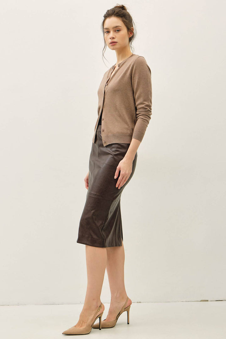 Classic Cashmere Blend Cardigan - Mocha
