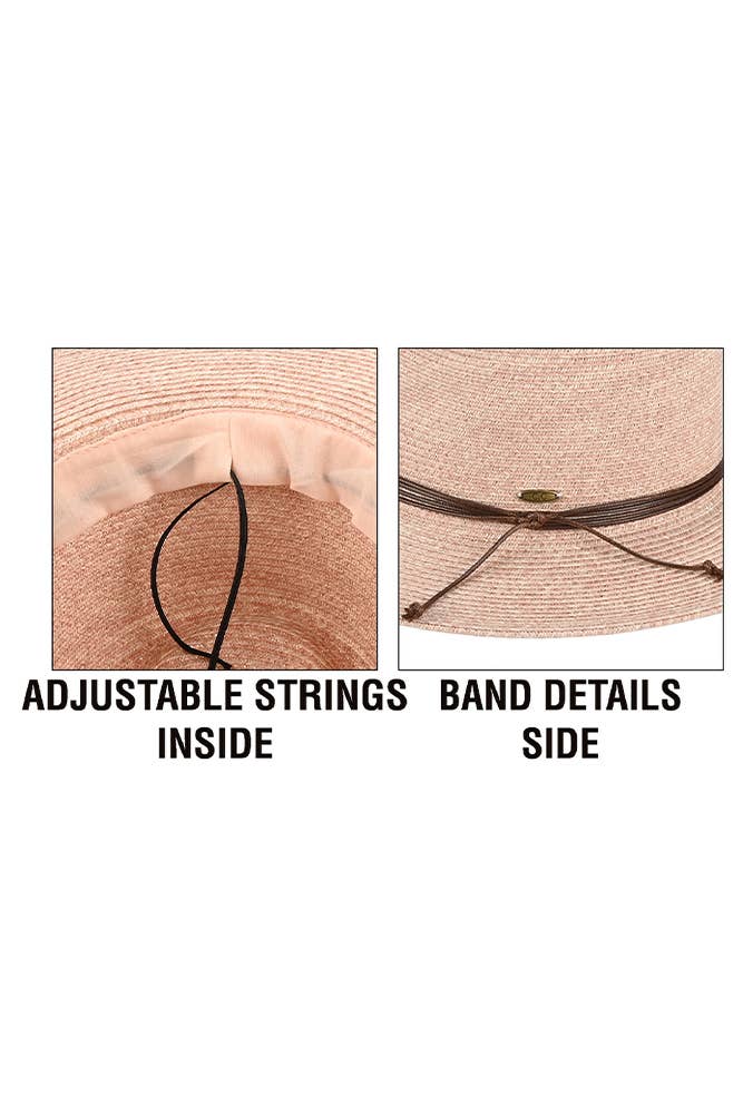 C.C String Trim Band Packable Panama Sun Hat