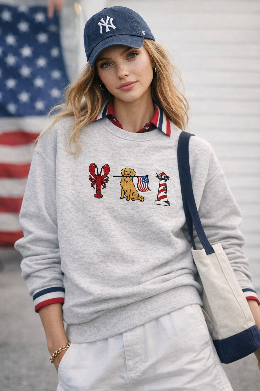 Red, White + Retriever Embroidered Sweatshirt