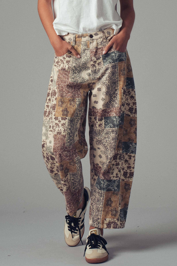 Wanderlust Patchwork Barrel Jeans