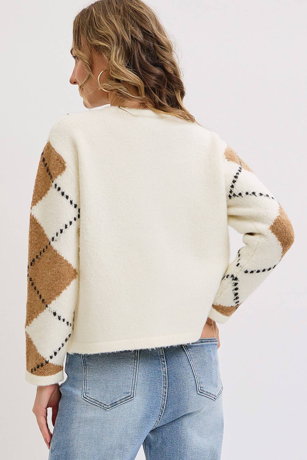 Honey and Cream Argyle Cardigan