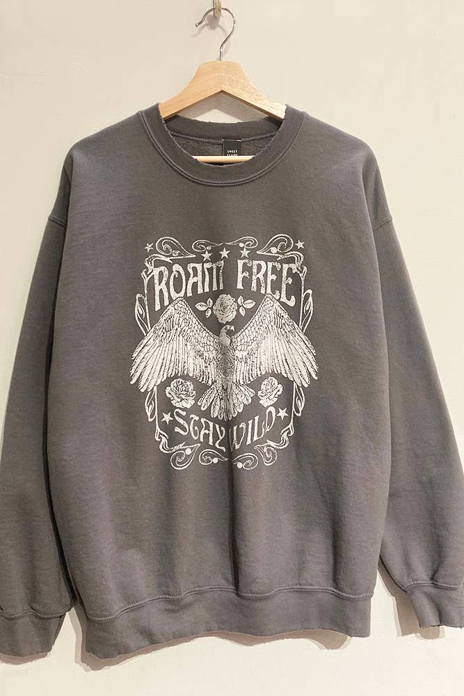 Roam Free Distressed Graphic Sweatshirt