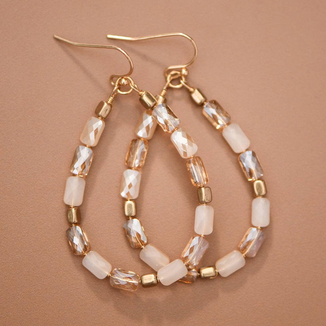 Beaded Teardrop Crystal Earrings