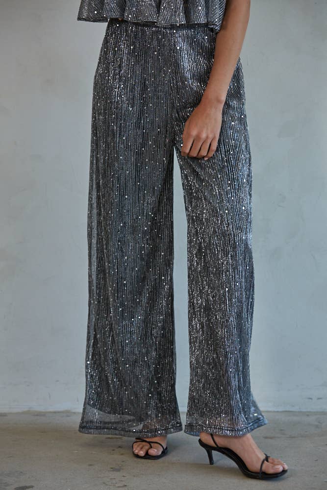 Lumi Wide Leg Lurex Pants