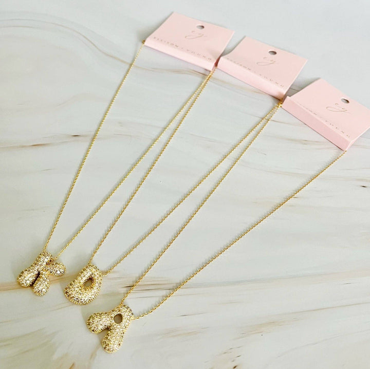 Pave Bubble Initial Necklace