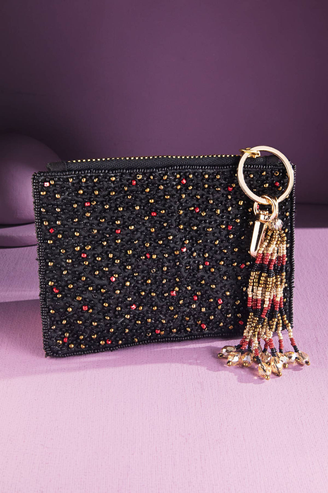 Holly Beaded Coin Pouch