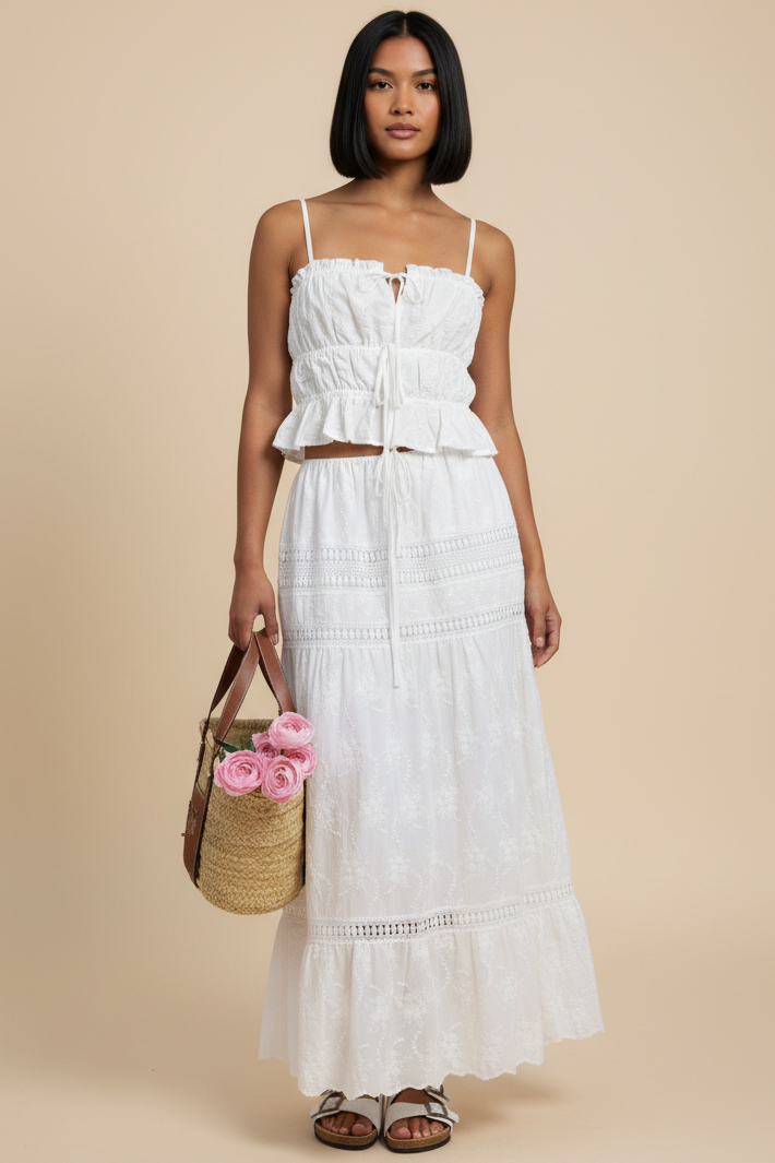 Isla Embroidered Top + Maxi Skirt Set