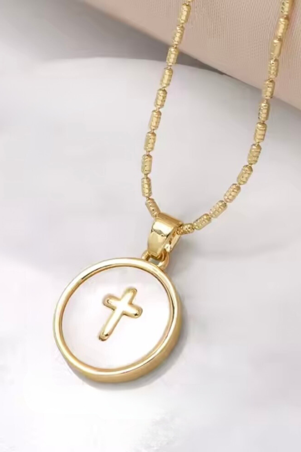 Hannah Pearl Shell Cross Necklace