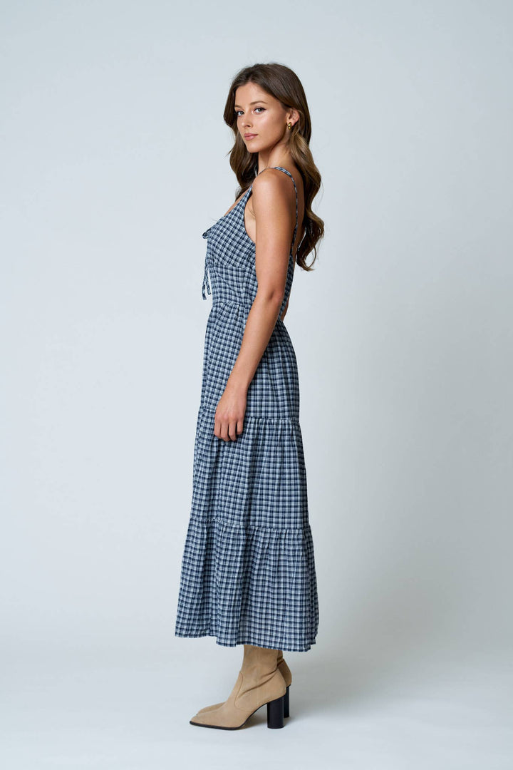 Navie Plaid Midi Dress