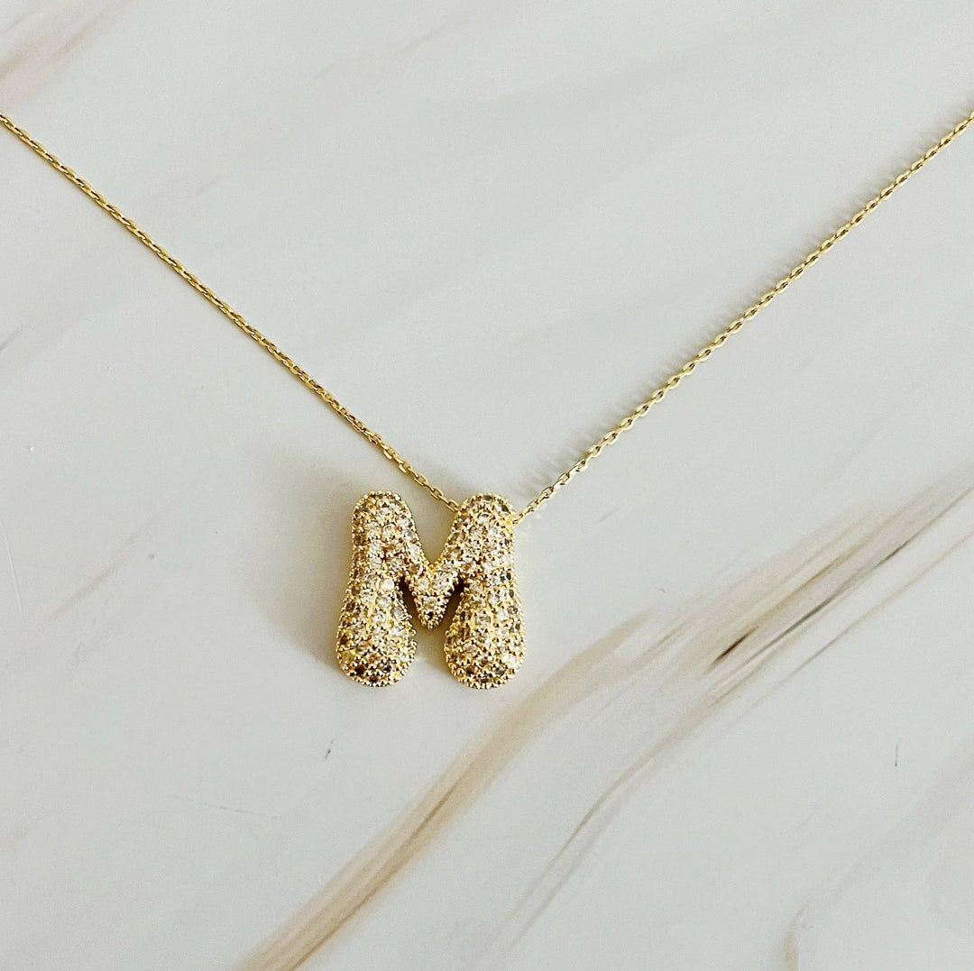 Pave Bubble Initial Necklace