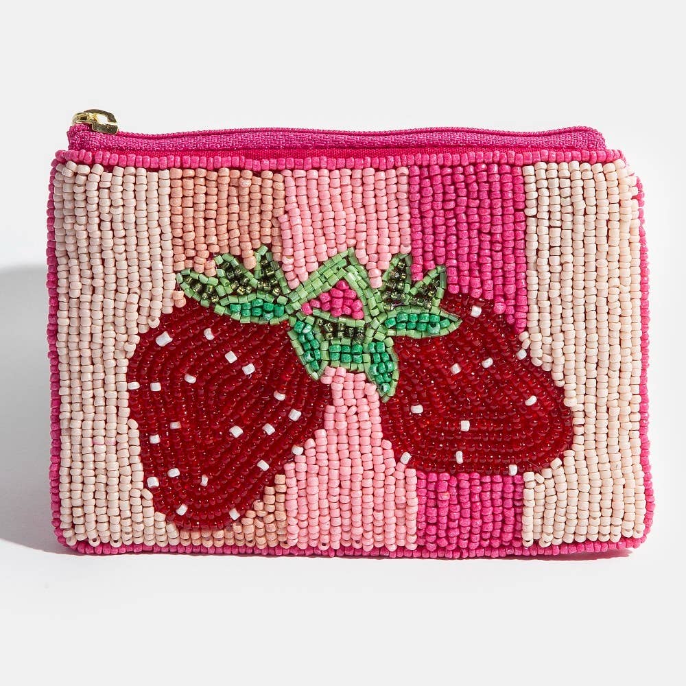 Strawberry Fields Beaded Coin Purse