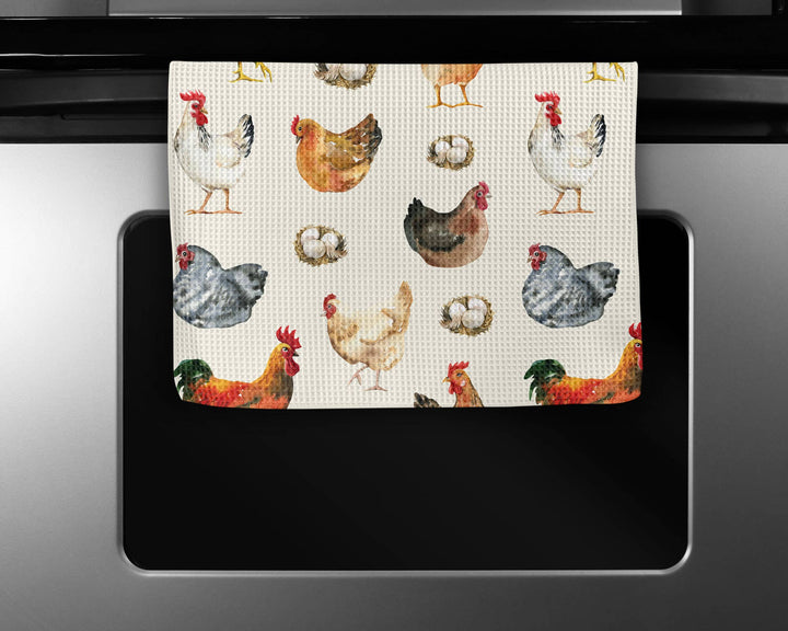Chicken Farmhouse Kitchen Towel - white