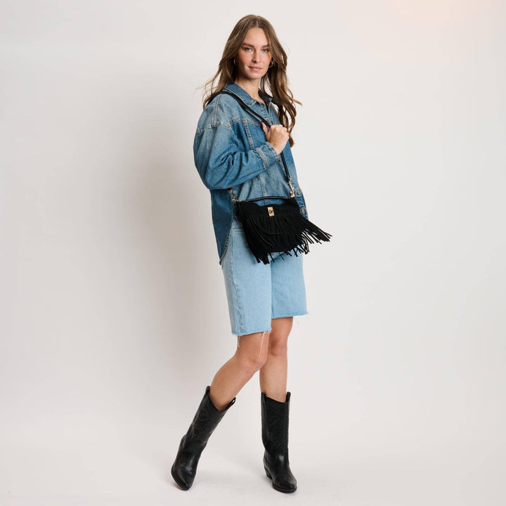 Bowie Leather Fringe Crossbody
