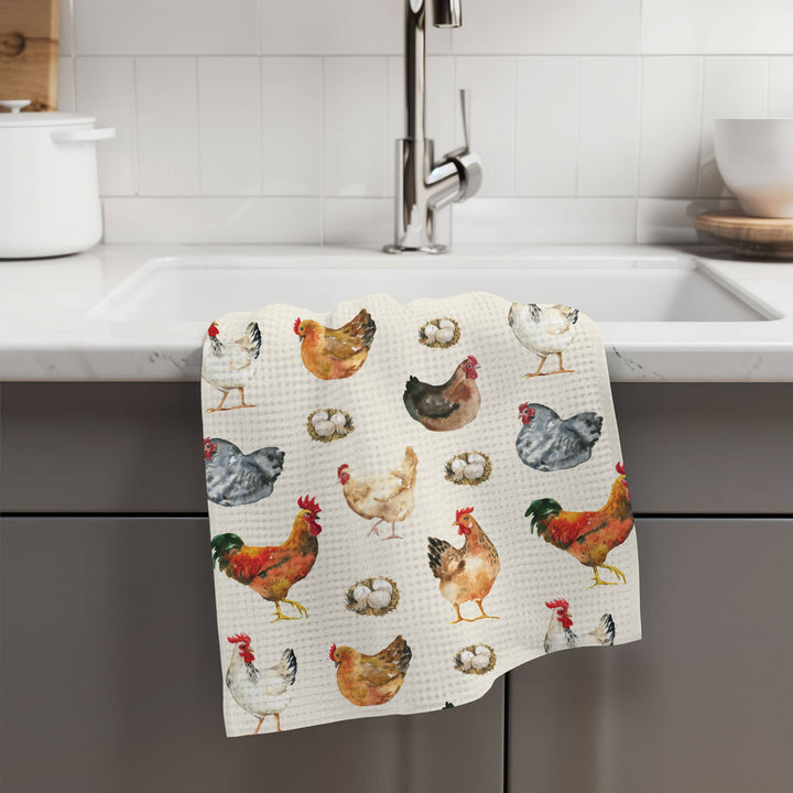 Chicken Farmhouse Kitchen Towel - white
