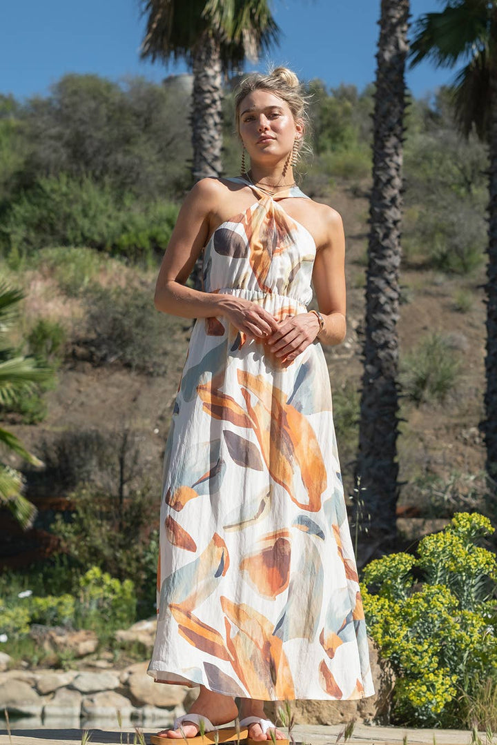 Coastal Canvas Halter Maxi Dress