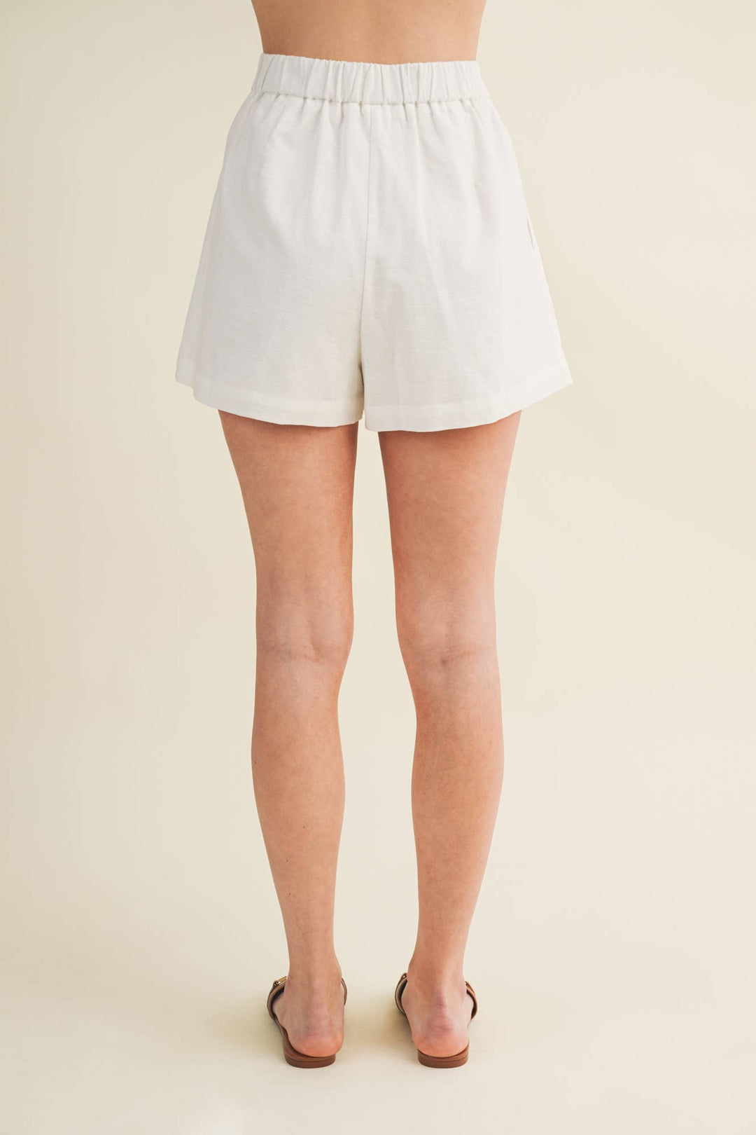 Linen Blend Pleated Shorts