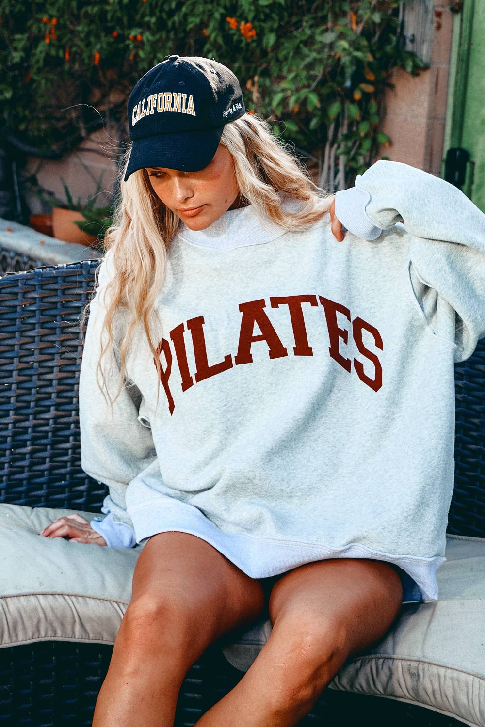 PILATES & YOGA Print Reversible Mockneck Sweatshirt {Preorder}